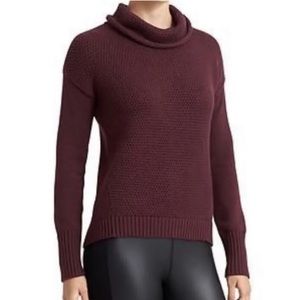 Athleta Maroon Breckenridge Chunky Knit Turleneck Sweater